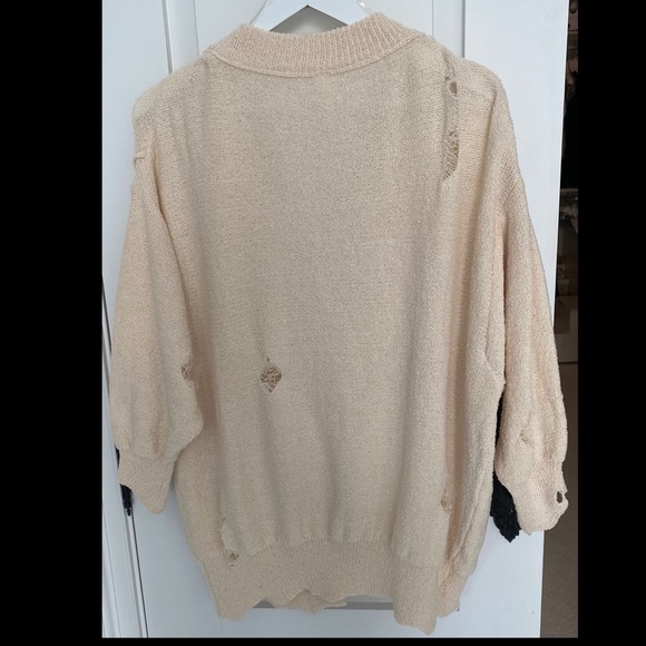 Blue Blush Distressed Cream Cardigan - Picture 2 of 2